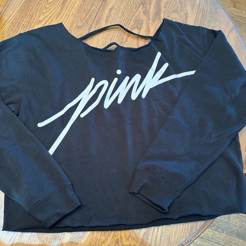Pink by Victoria Secret crop Black Sweatshirt